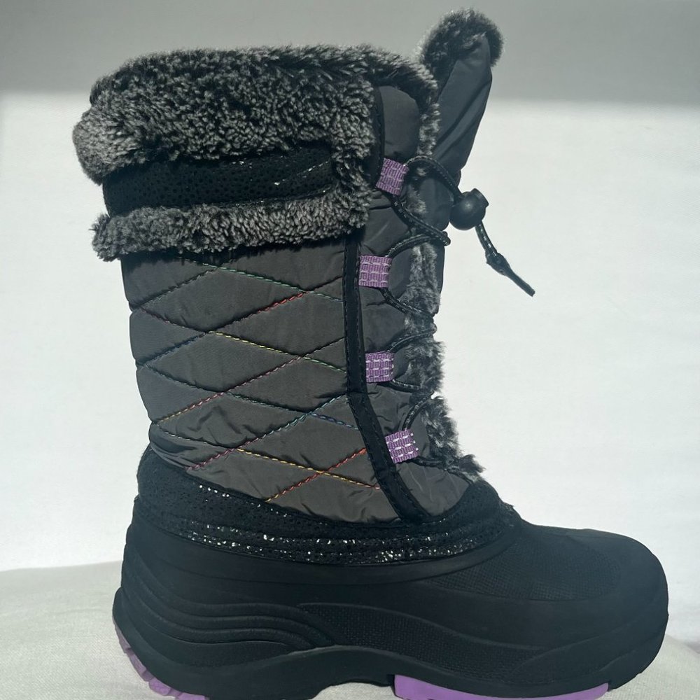 Winter Snow Boots, Kamik Star, Faux Fur Waterproof Insulated Tall Black Purple 1